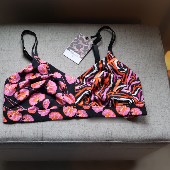 Diane Von Furstenberg DVF for Target Mixed Print Bralette Womens XXL Pink ORANGE - Picture 1 of 4